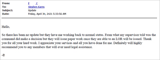 Client testimonial